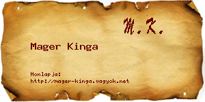Mager Kinga névjegykártya